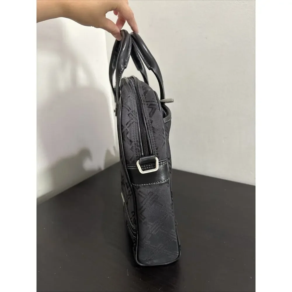 TUMI Black T Monogram Jacquard Nylon Canvas Laptop Briefcase Bag **MISSING STRAP